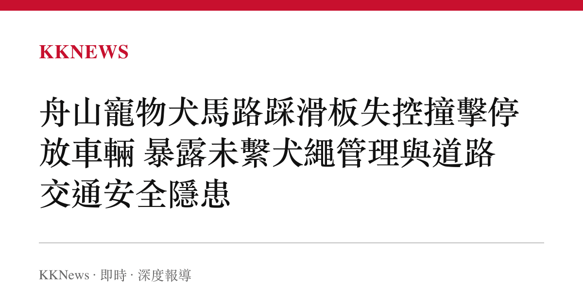 舟山寵物犬馬路踩滑板失控撞擊停放車輛 暴露未繫犬繩管理與道路交通安全隱患