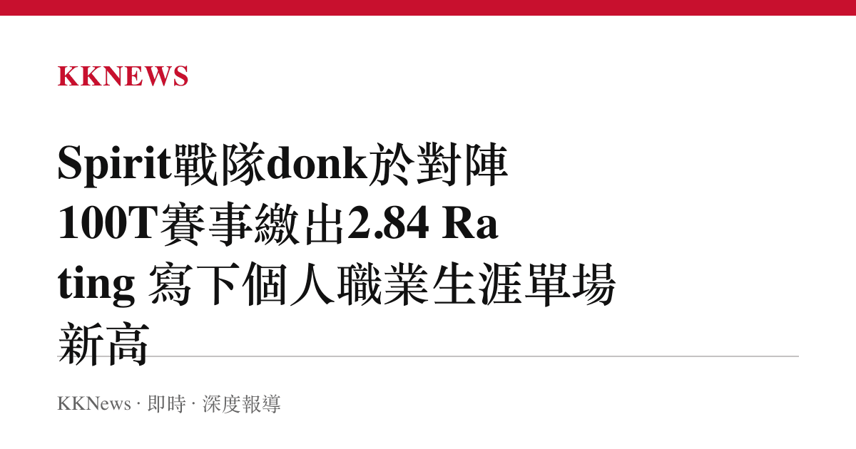 Spirit戰隊donk於對陣100T賽事繳出2.84 Rating 寫下個人職業生涯單場新高