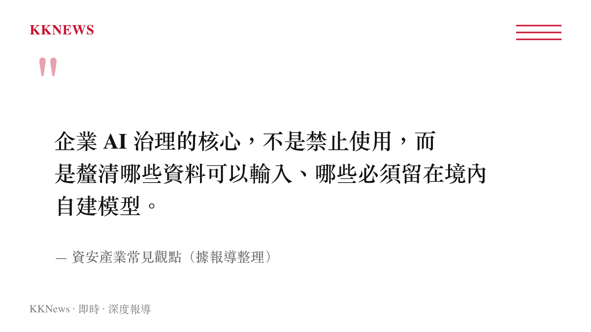 企業AI治理與資料外洩風險管理觀點引述圖卡