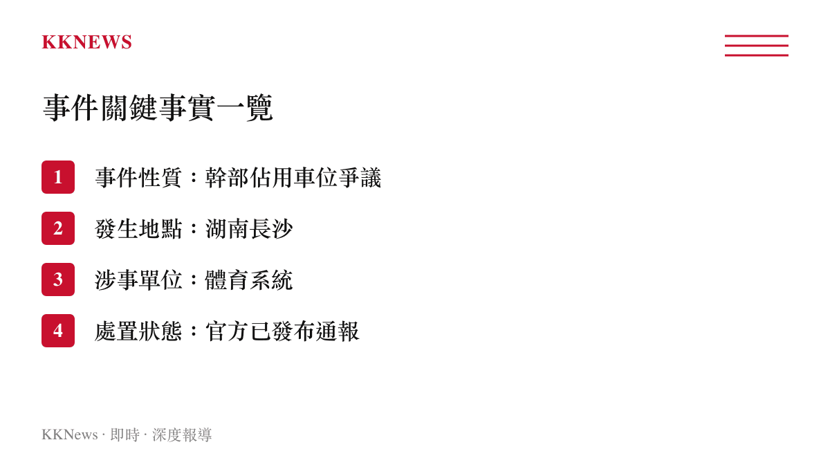 長沙體育局幹部佔用車位事件關鍵事實整理表
