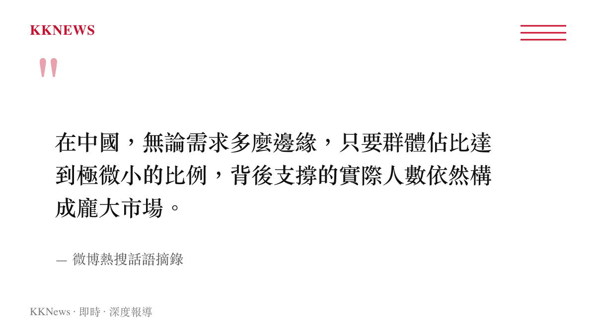 引述微博熱門話題中關於人口基數支撐小眾需求的文字內容