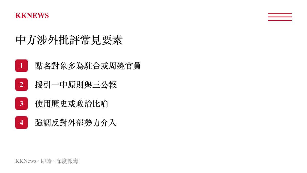 中國國臺辦涉外發言批評常見要素整理圖卡
