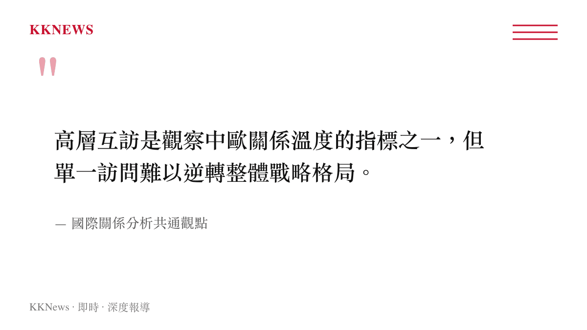 國際關係分析指出高層互訪是觀察中歐關係溫度的指標之一