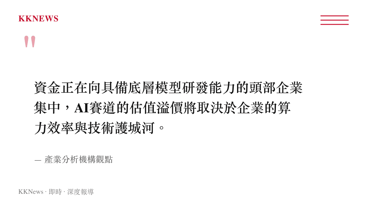 引述產業分析機構關於資金集中於具備底層模型研發能力頭部企業的觀點