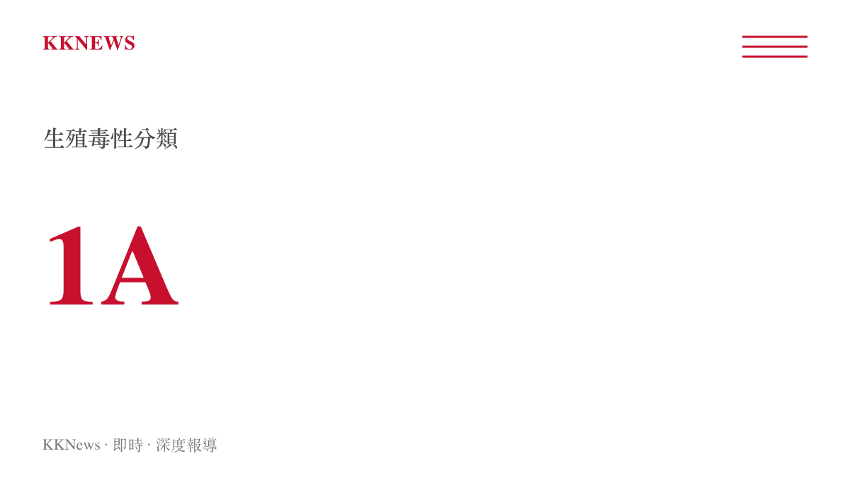 全球化學品統一分類和標籤制度將甲酰胺歸類為生殖毒性第一A級的標示