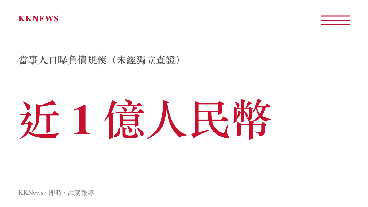 自媒體創業者張雪自稱負債接近一億元人民幣的統計圖卡