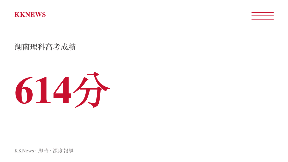 圖卡顯示湖南理科考生的高考成績為614分，此分數原本具備錄取985或211大學的門檻優勢