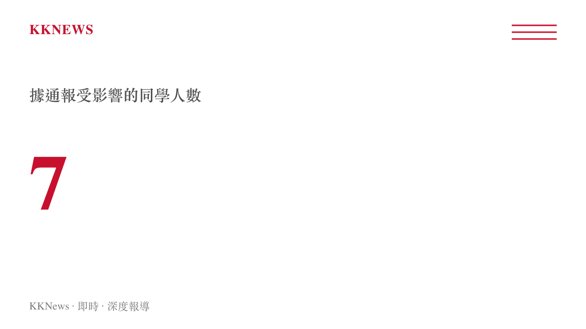 高考志願竄改事件中據教育部通報受影響的同學人數為七人的統計圖卡