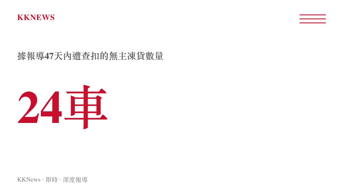 河南凍貨偏航事件中47天內遭查扣的24車無主凍貨數量統計