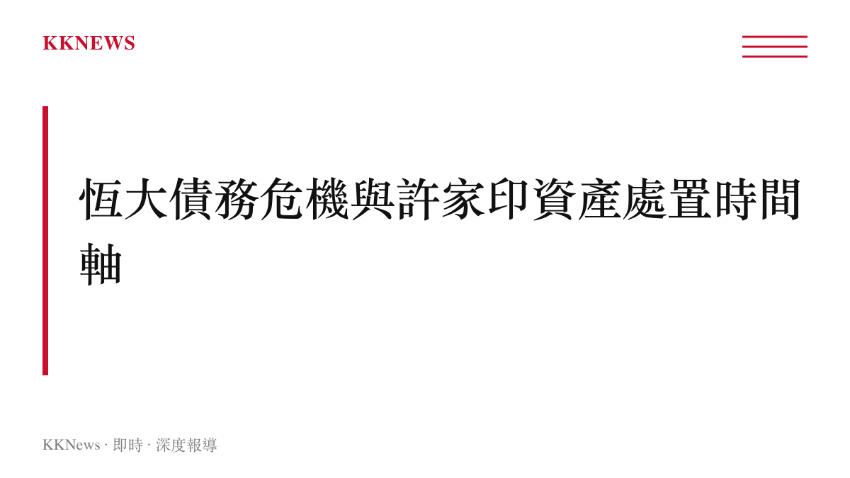 許家印與恆大集團債務危機及高價資產處置進度的時間軸摘要圖卡