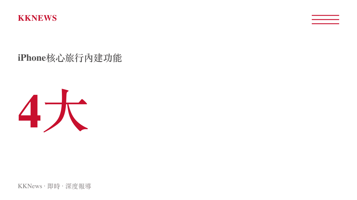 統計圖卡呈現iPhone用於解決旅行痛點的四項核心系統應用程式數量