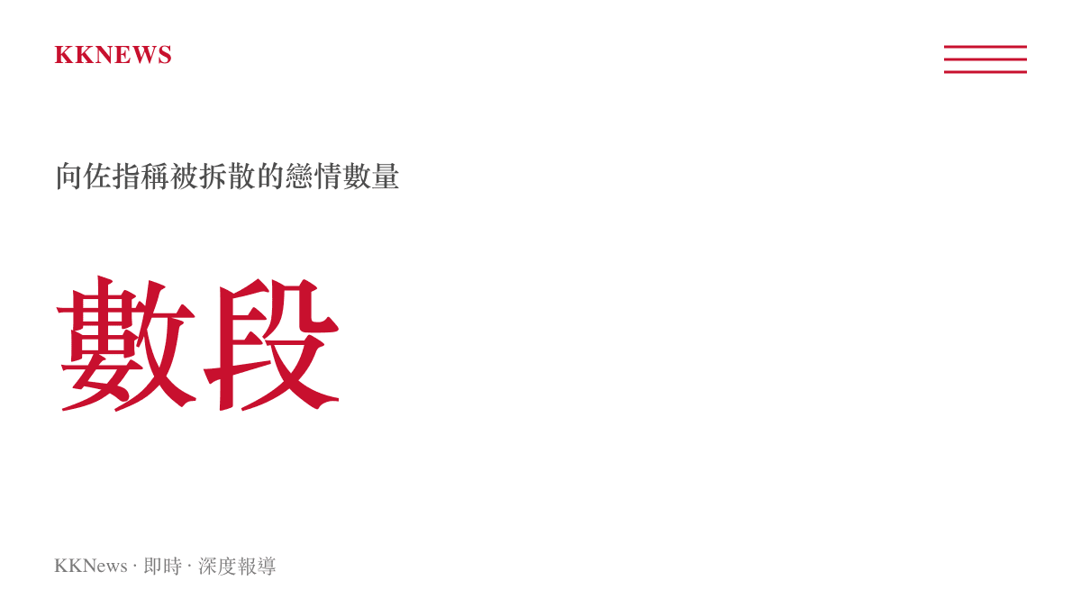 統計圖卡呈現向佐在訪談中指稱其結識現任妻子前被母親介入拆散的多段戀情數量