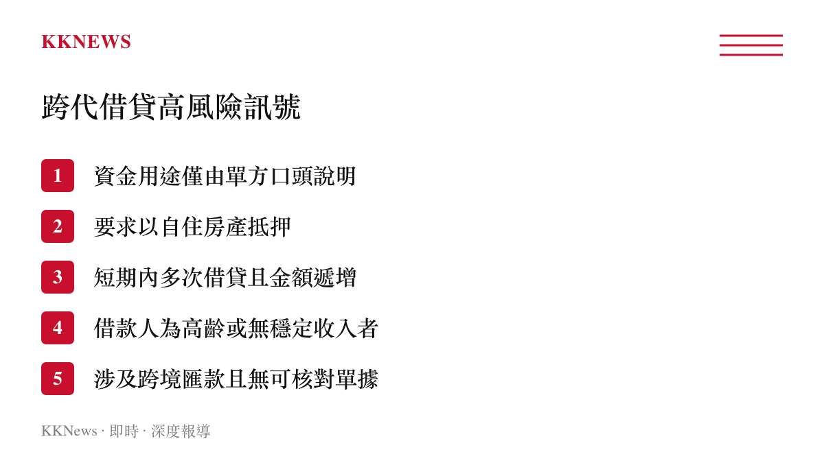 跨代家庭借貸常見高風險訊號清單，提醒長輩與家屬留意