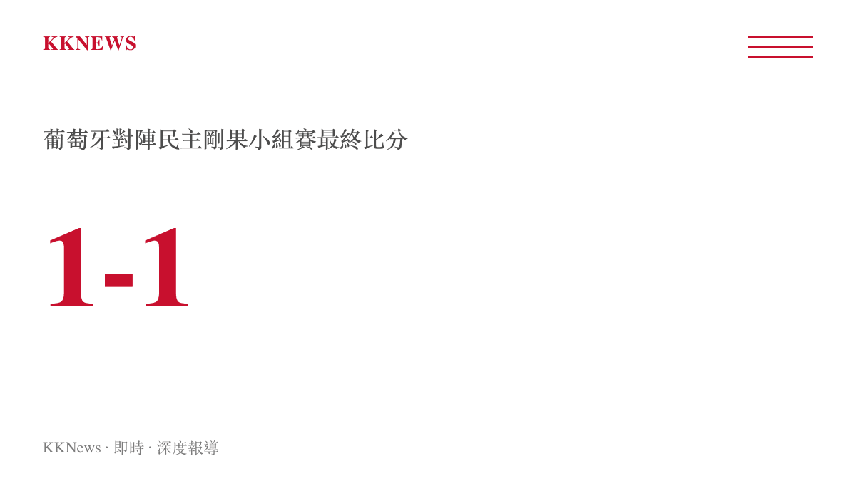 數據圖卡顯示葡萄牙與民主剛果世界盃小組賽最終以一比一平手作收