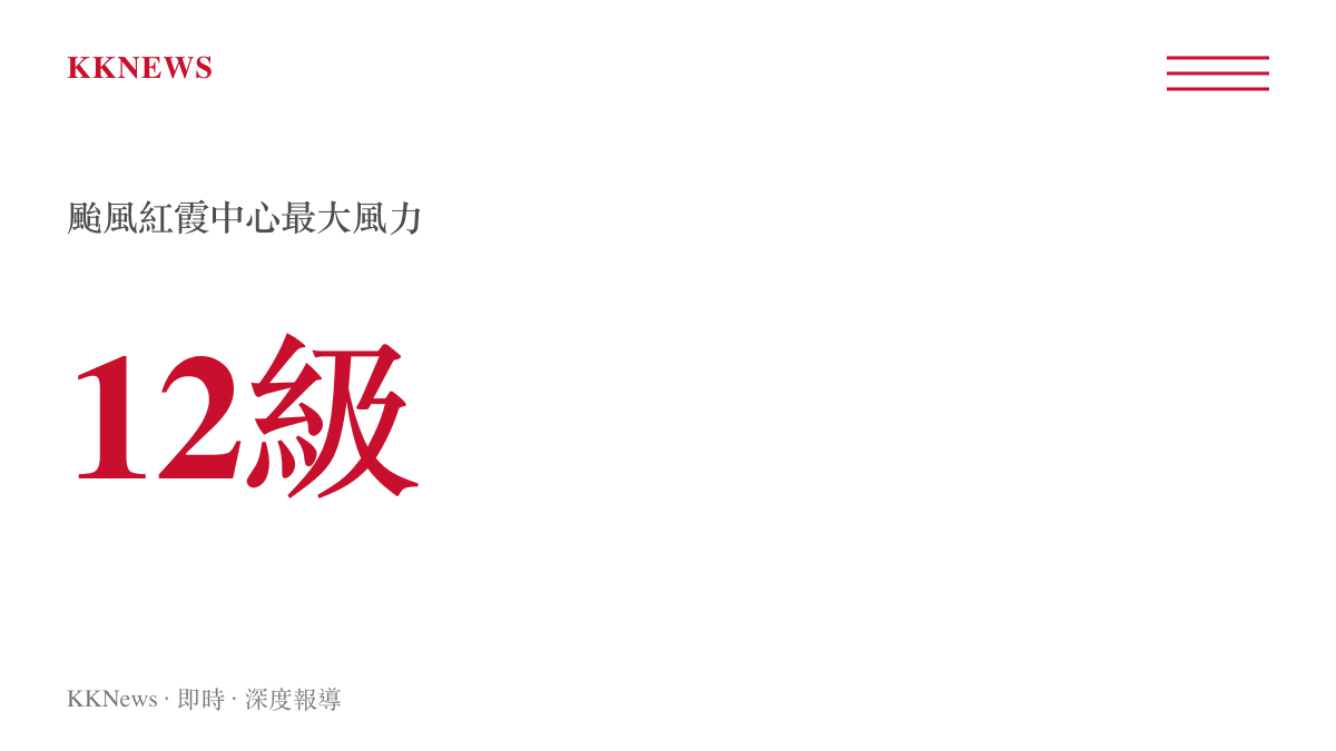 颱風紅霞中心最大風力達到十二級的統計數據