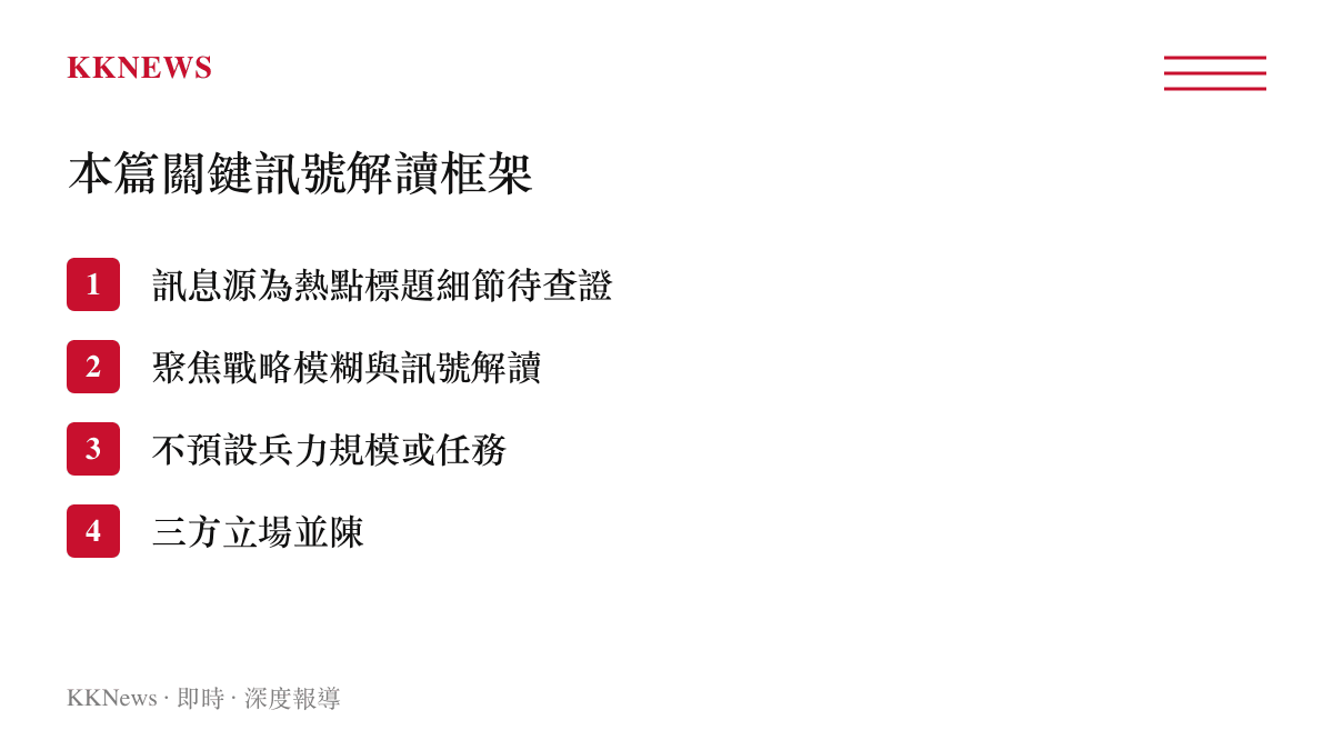 美軍特戰分隊據報現身臺灣訊號解讀與戰略模糊政策框架圖卡