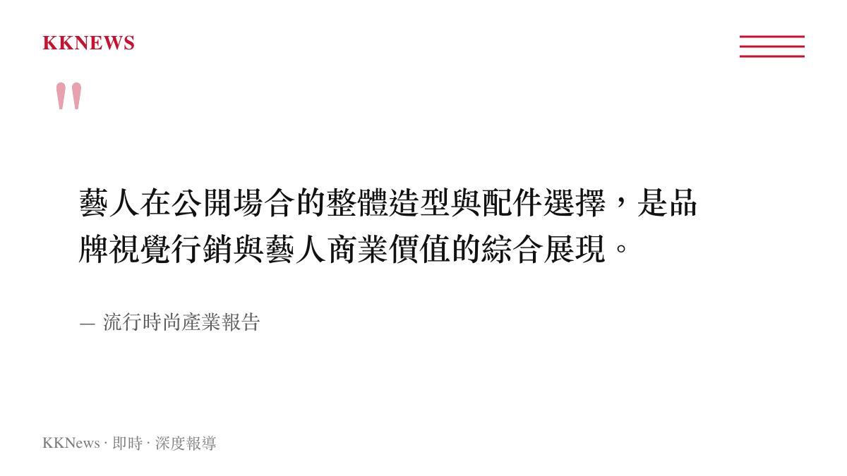 引述圖卡呈現流行時尚產業報告指出藝人公開場合造型是品牌行銷與商業價值的綜合展現