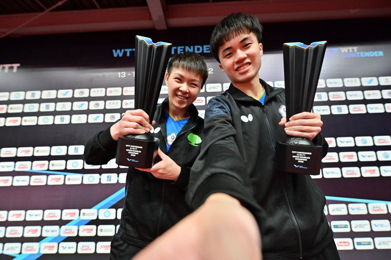 林昀儒（左）與陳思羽（左）力爭奧雨連桌球混雙門票。圖／取自WTT官網