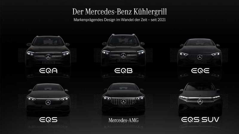 到了電動車時代Mercedes-Benz EQ車系還是保有水箱罩的識別造型。 圖／Mercedes-Benz