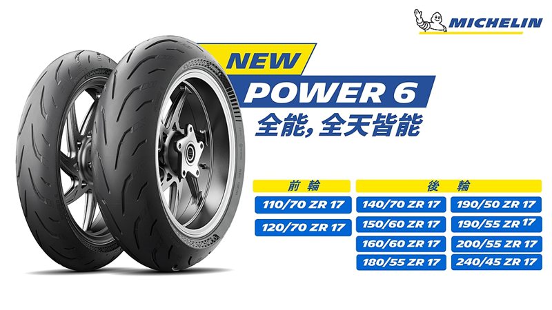 米其林Power系列一直是街跑胎的指標產品，本次產品更新至第六代Power 6。 圖／忠林摩托提供